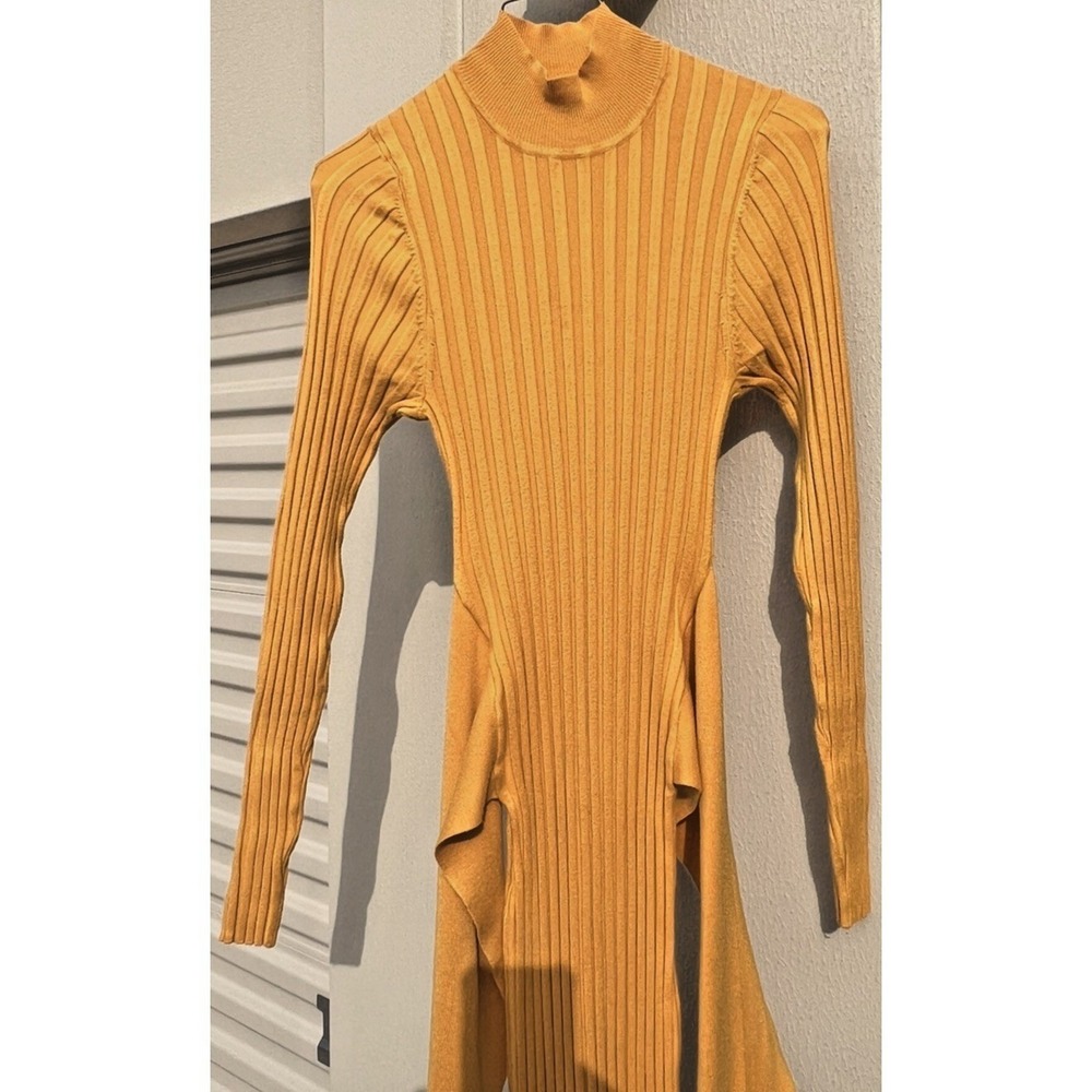 fashion to figure women's dress yellow mock neck dress with wrap-around straps - Picture 3 of 7